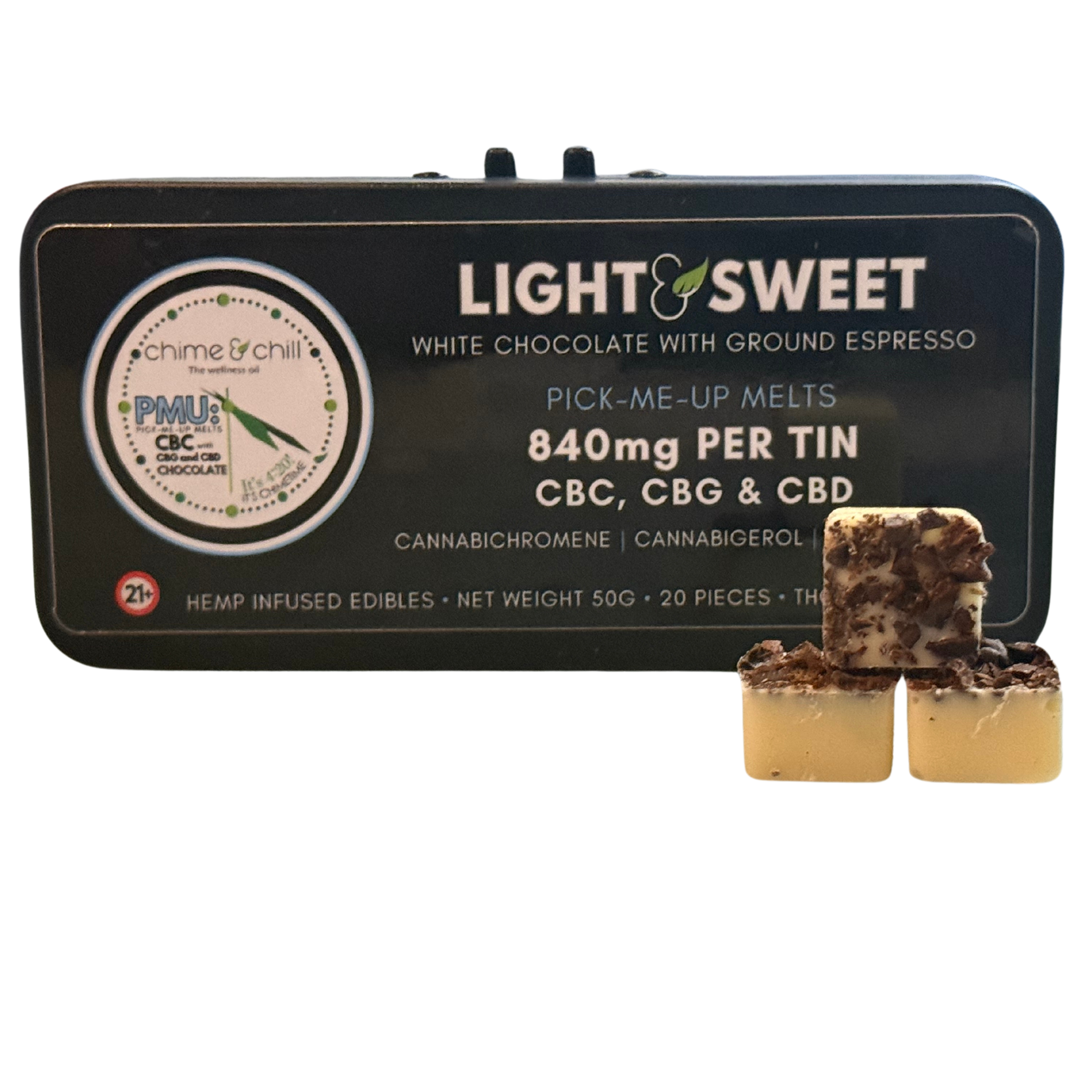 Light & Sweet: White Chocolate & Espresso - THC Free [20pk] (300mg CBC/300mg CBG/240mg CBD)