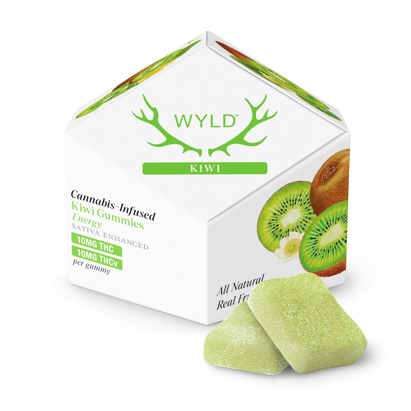 Kiwi 1:1 THCv + Sativa Enhanced Gummies | 100mg THC:100mg THCv