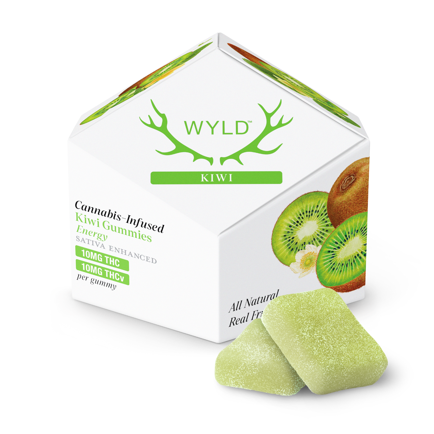 Kiwi 1:1 THCv + Sativa Enhanced Gummies | 100mg THC:100mg THCv