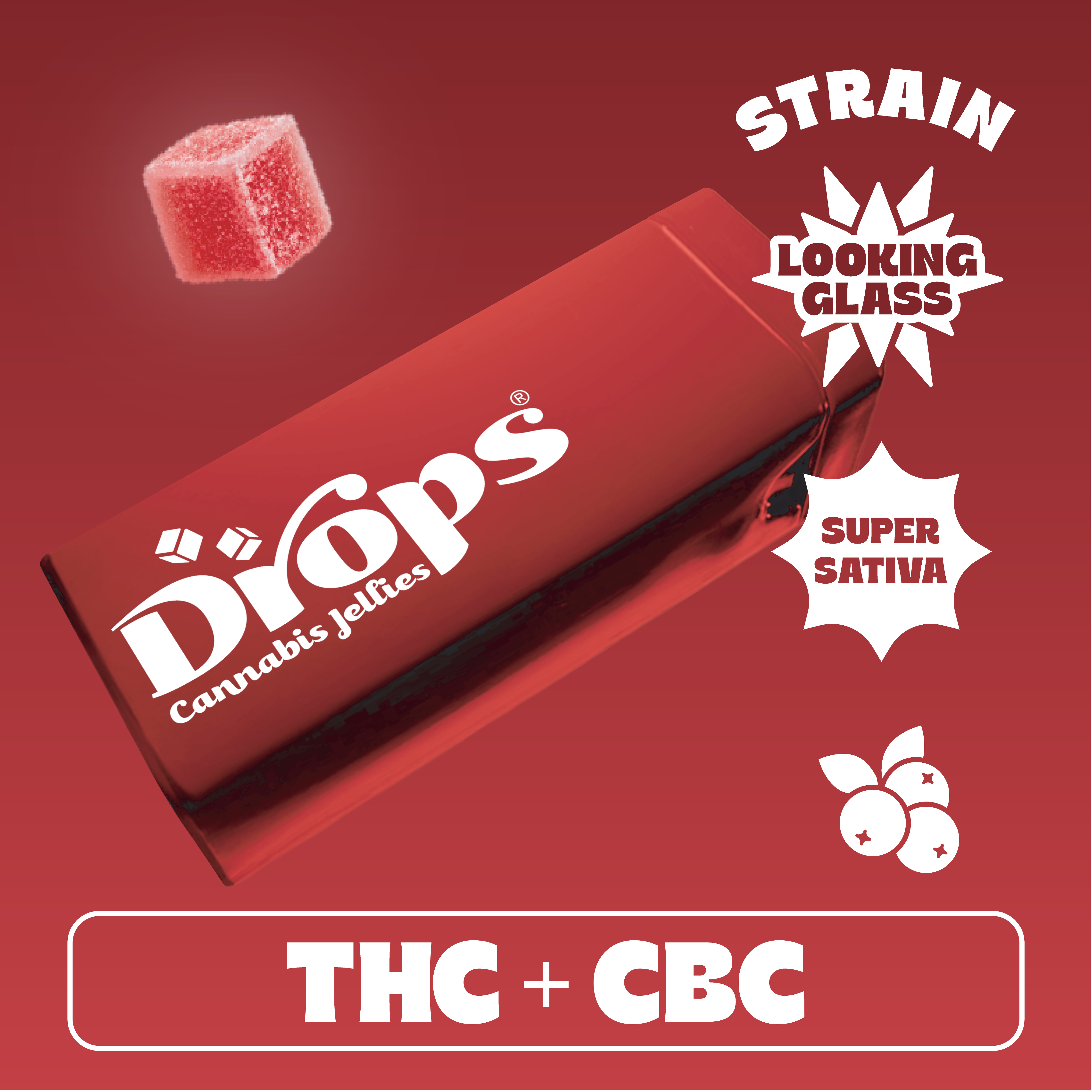 Cranberry - 20pc - Looking Glass - Super Sativa (100mg THC + 100mg CBC)