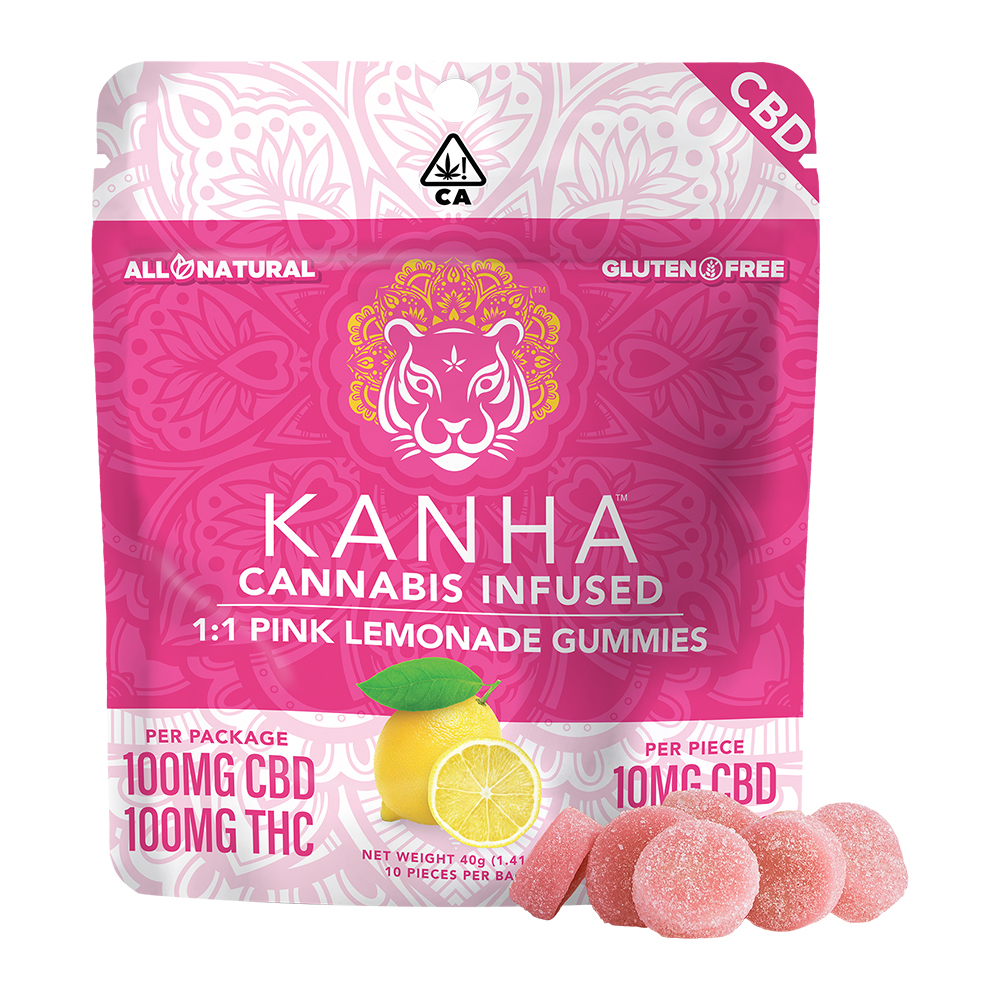 KANHA | 1:1 CBD:THC | Pink Lemonade | 100mg CBD/100mg THC | 10-pack