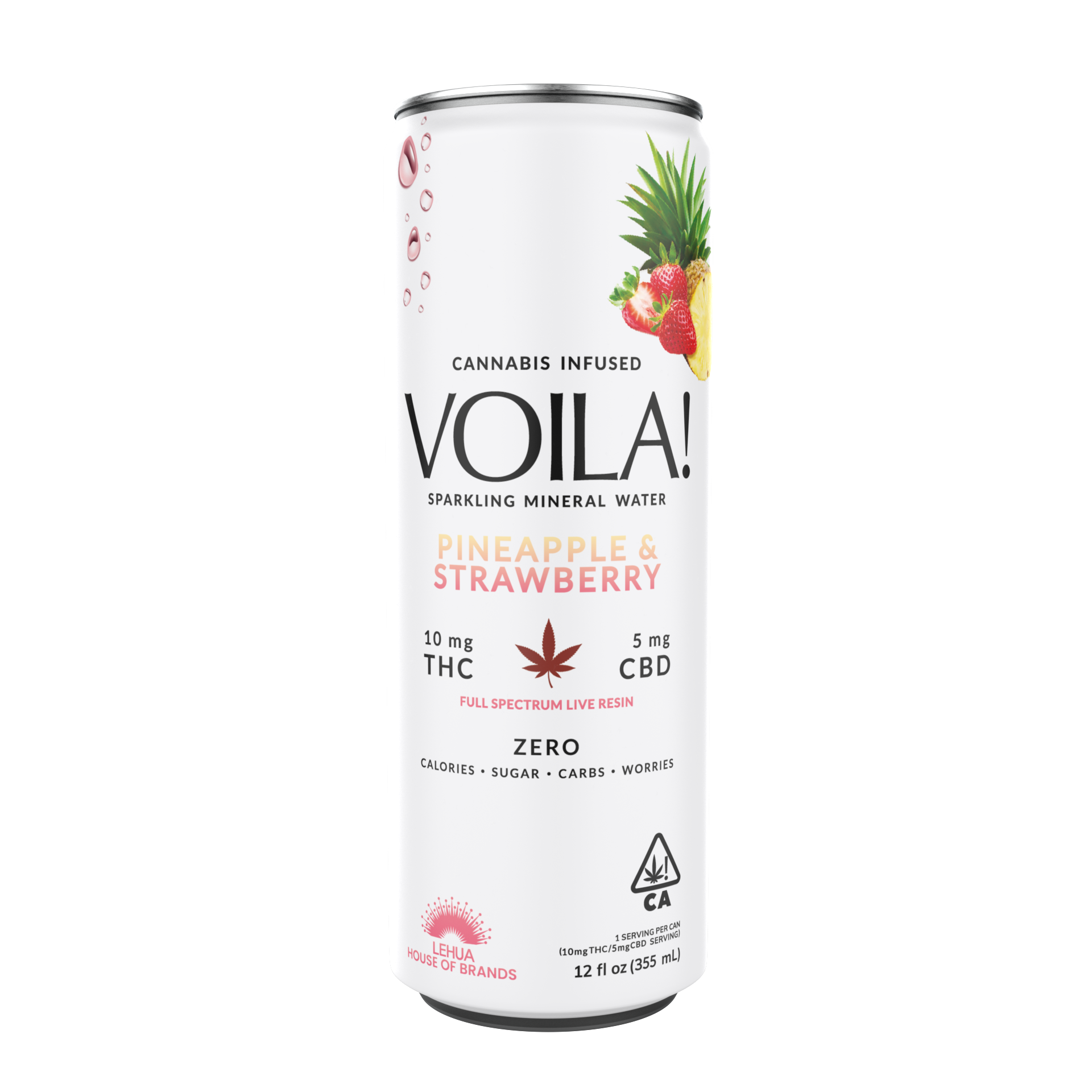 Voila Pineapple Strawberry Sparkling Mineral Water (10mg THC/5mg CBD)