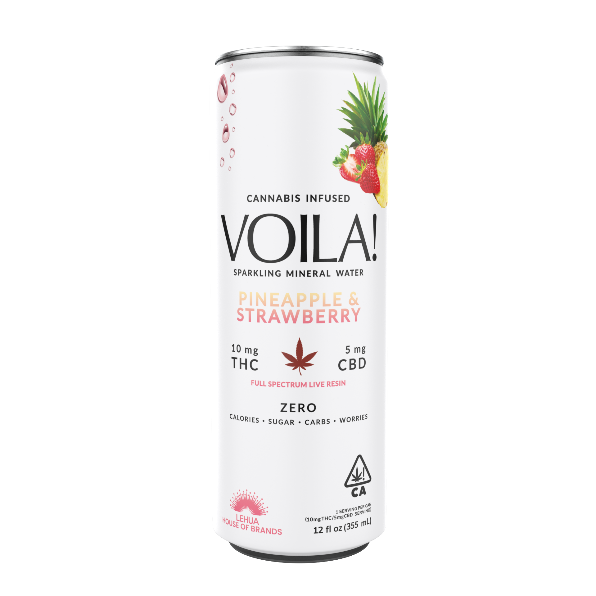 Voila Pineapple Strawberry Sparkling Mineral Water (10mg THC/5mg CBD)