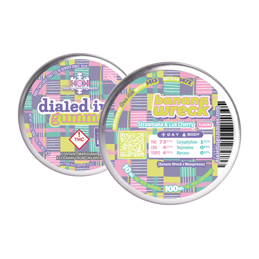 Banana Wreck [10pk] (100mg) Dialed In... Rosin Gummies Jane