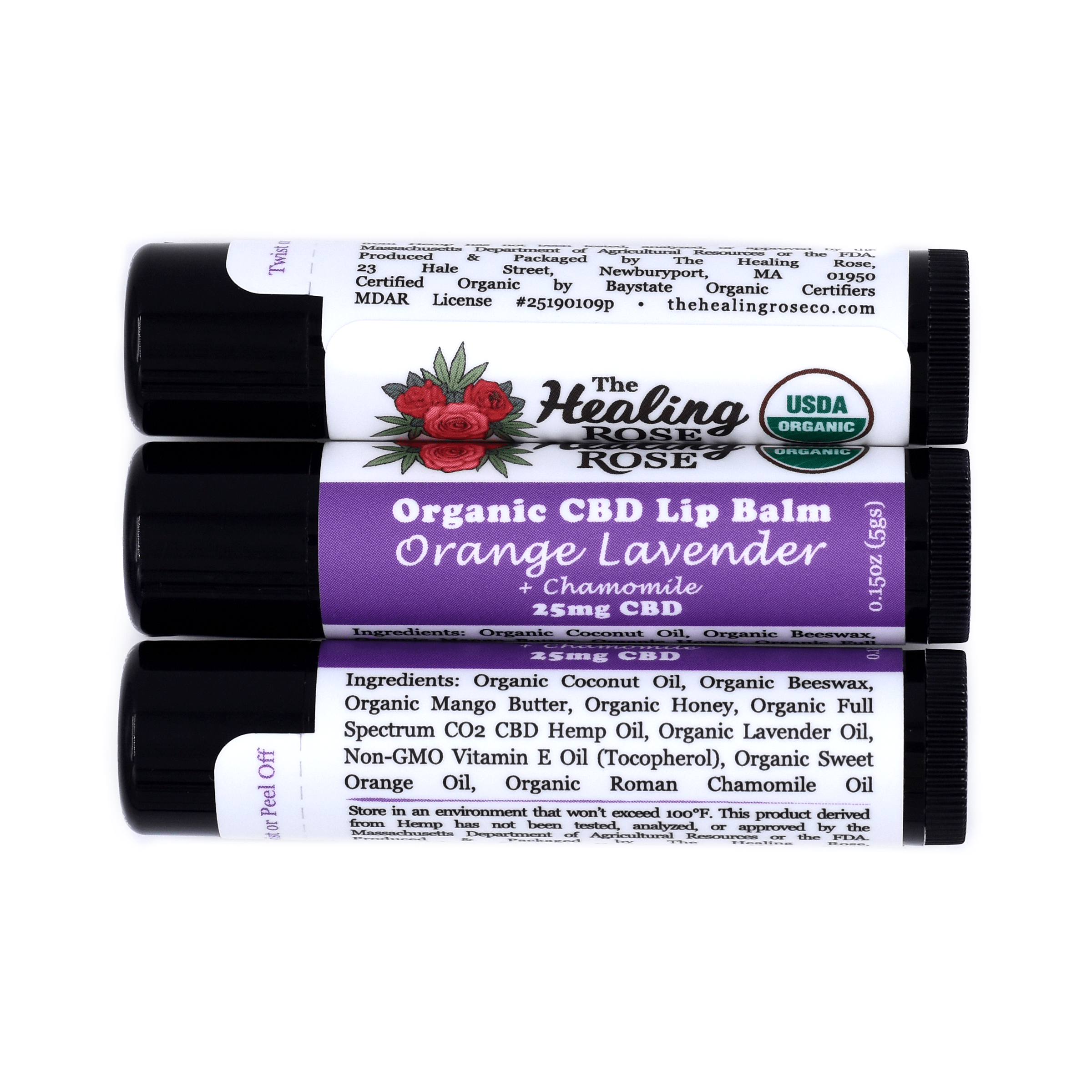 Organic Orange Lavender with Chamomile Lip Balm (25mg CBD)