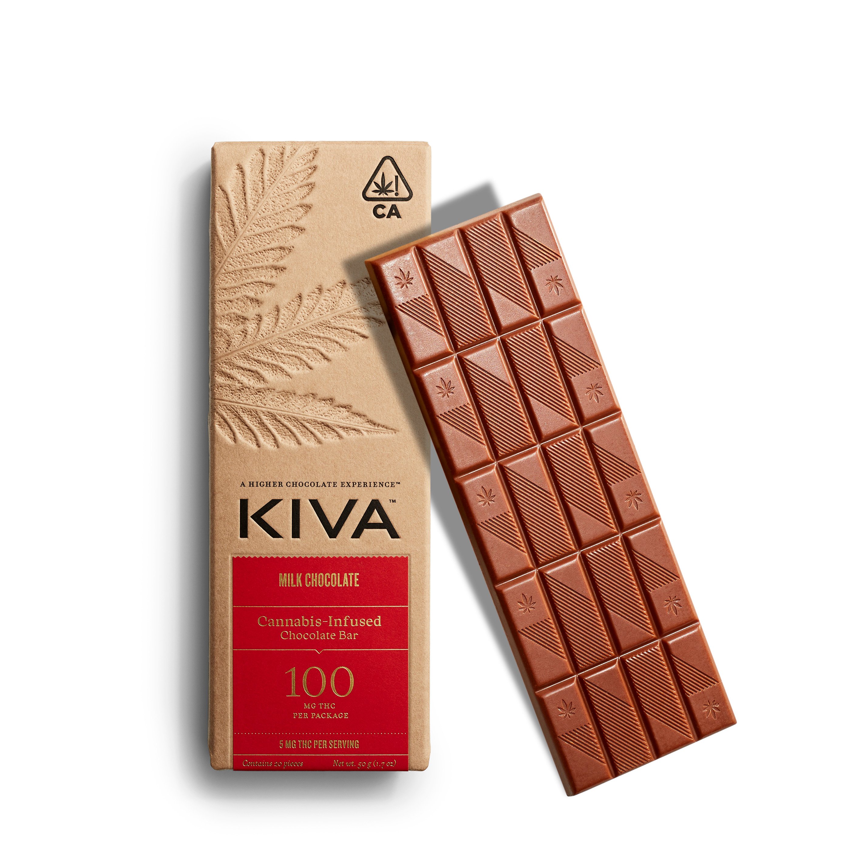 5mg Kiva 'Milk' Chocolate Bar 100mg THC total