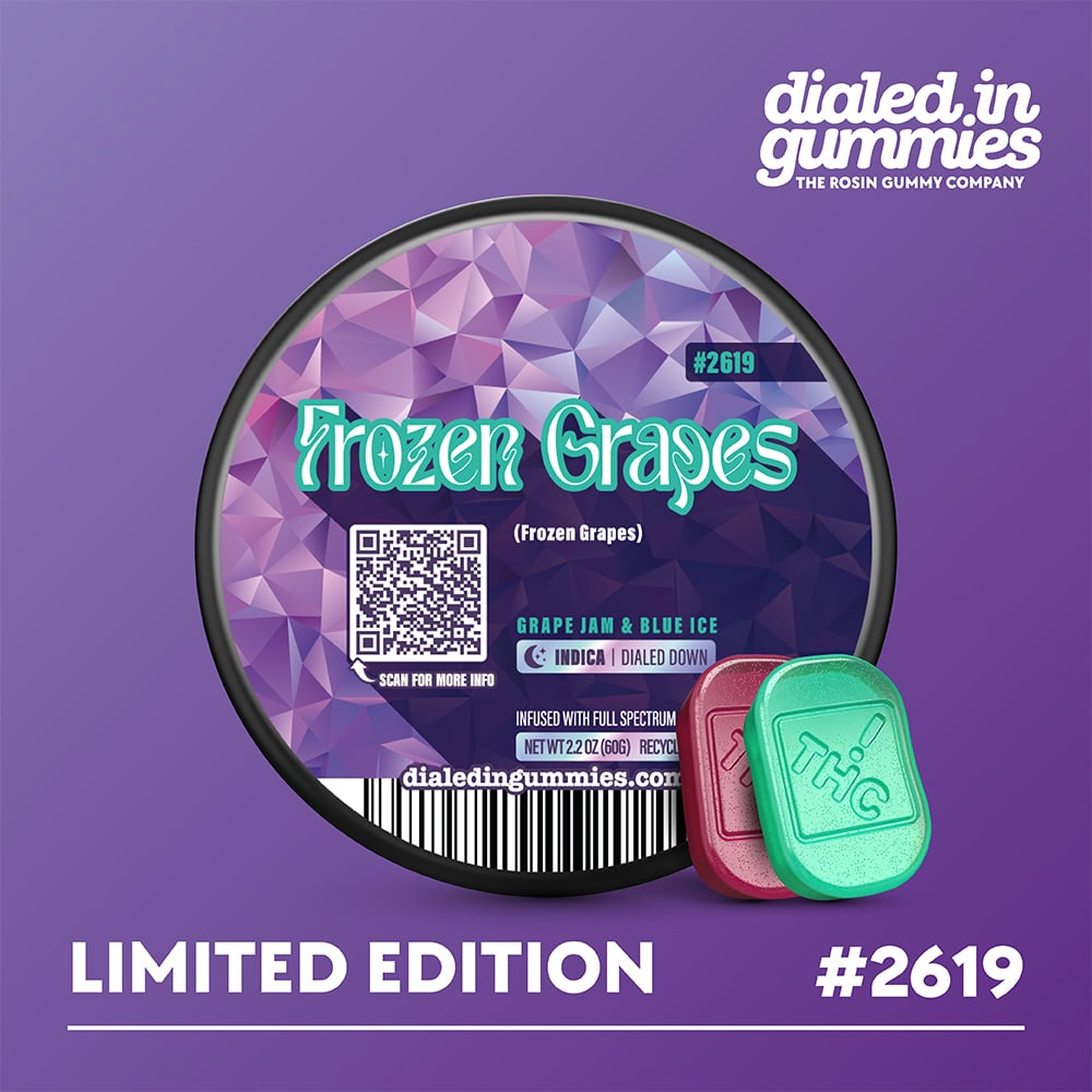 Coprocephalic – Gluttonous Chunks【廃盤】 Shop 100mg - Frozen Grapes #2619 - Rosin Gummies (10pk) | The