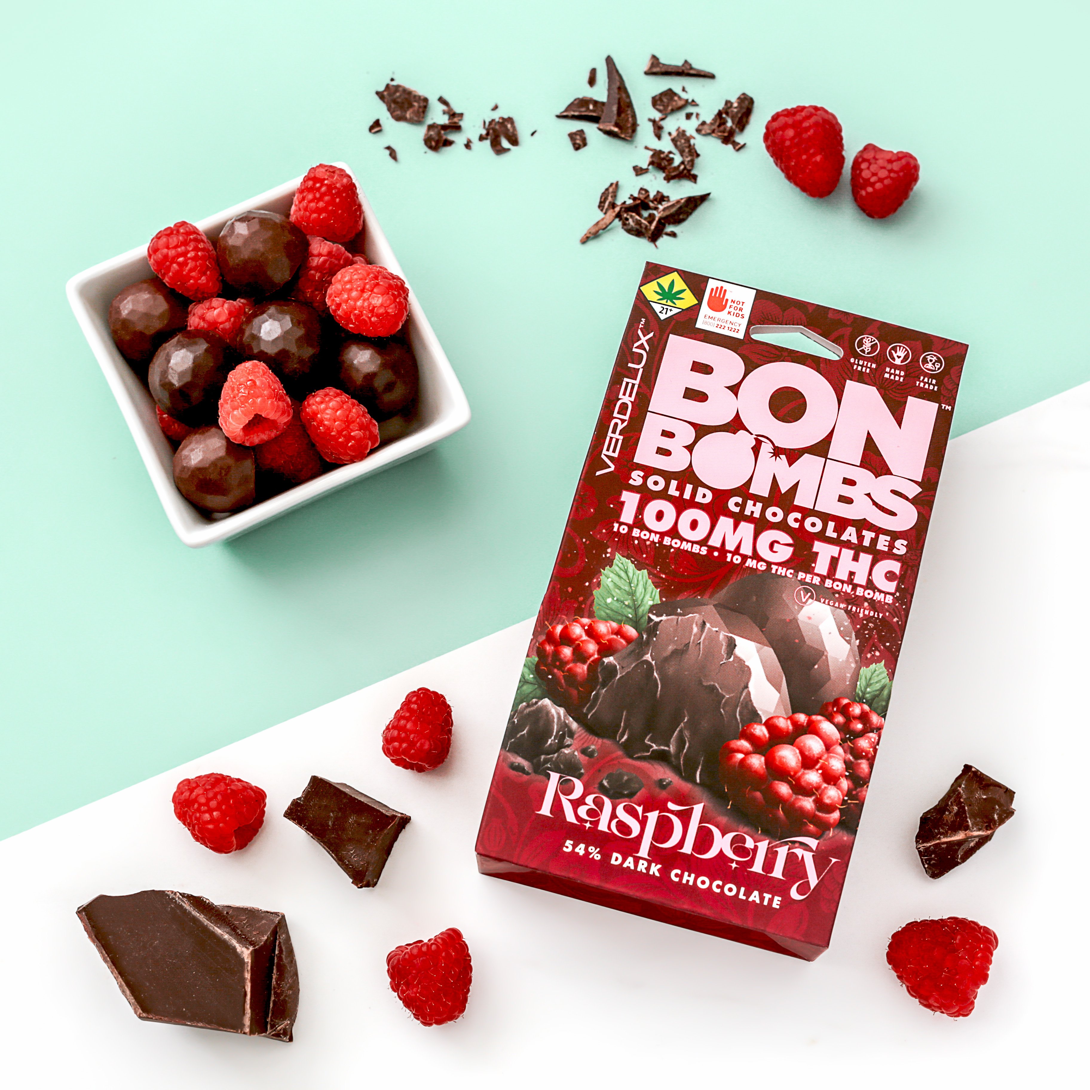 Shop Chocolate BON BOMBS Raspberry (DOHC) Edibles - Candy Mac 10pk