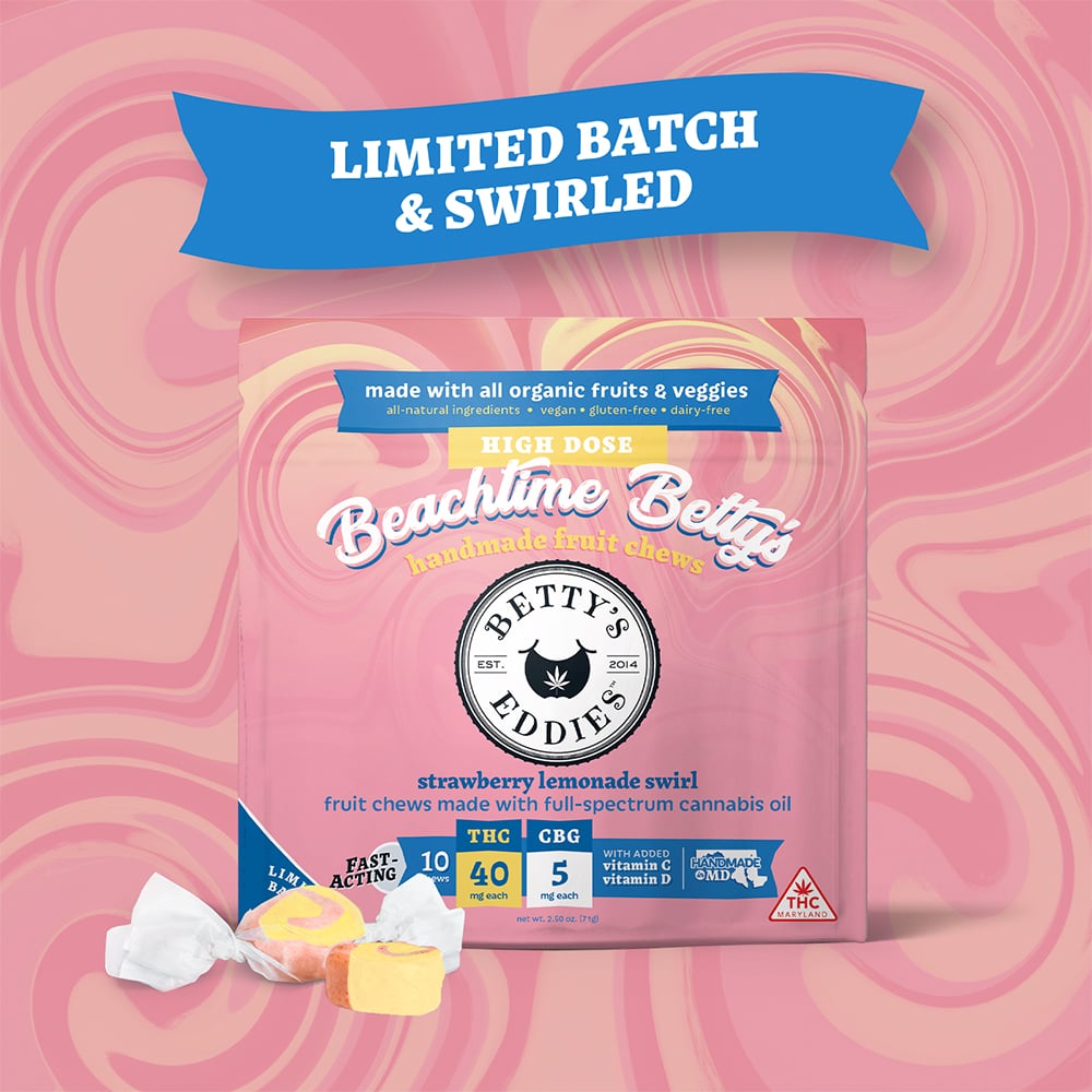 Beachtime Betty's - Strawberry Lemonade Swirl- Extra Strength [10pk] (400mg THC/50mg CBG)