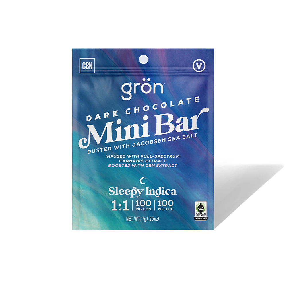 1:1 Sea Salt Dark Chocolate Mini Bar - Sleepy Indica (100mg THC/100mg CBN)