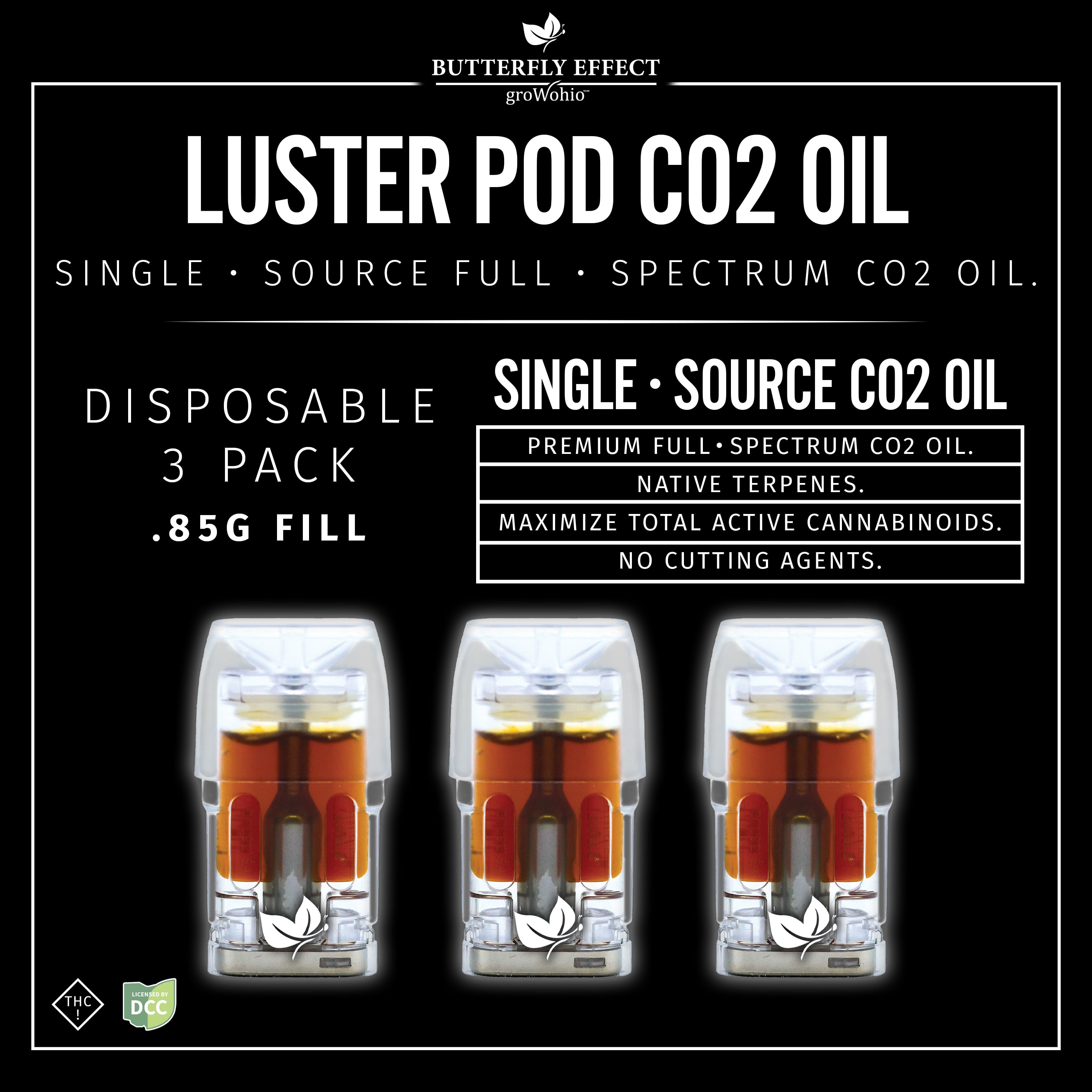 BUTTERFLY EFFECT - SLH - FULL SPECTRUM LUSTER POD - [2.55G] - SATIVA - 3PK