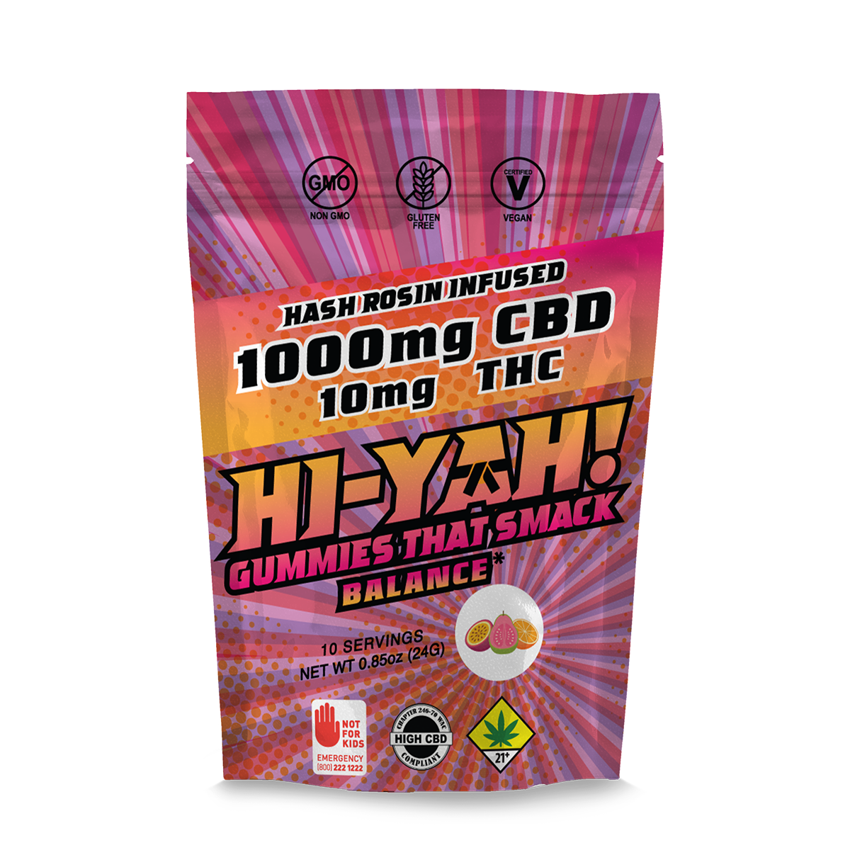 100:1 POG Gummies [10pk] (1000mg CBD/10mg THC)