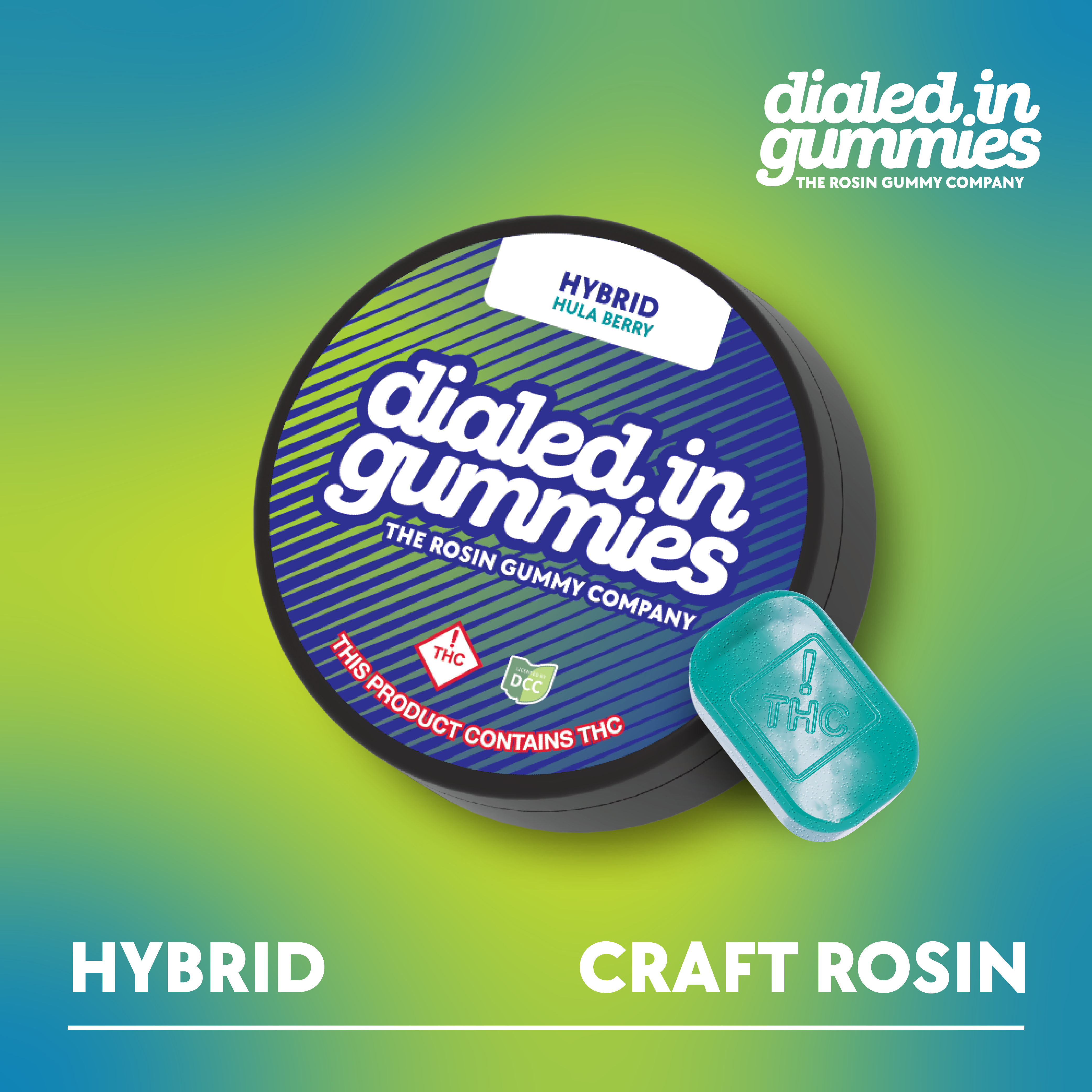 DIALED IN - HULA BERRY - ROSIN GUMMIES - [100MG ] - 10PK - HYBRID