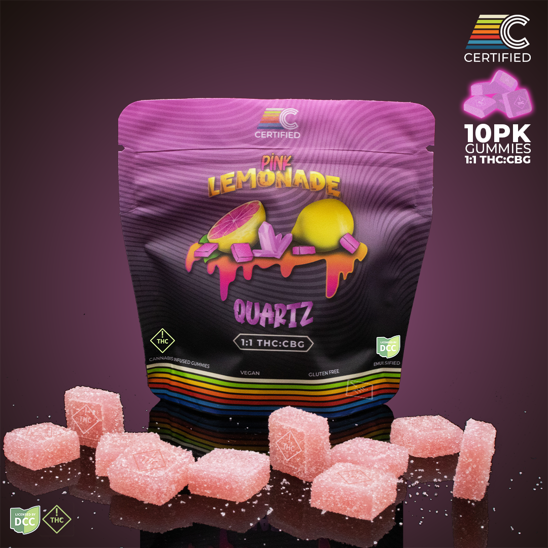 Certified Cultivators - Pink Lemonade Quartz 1 1 - Gummies - 100mg THC / 100mg CBG - 10pk