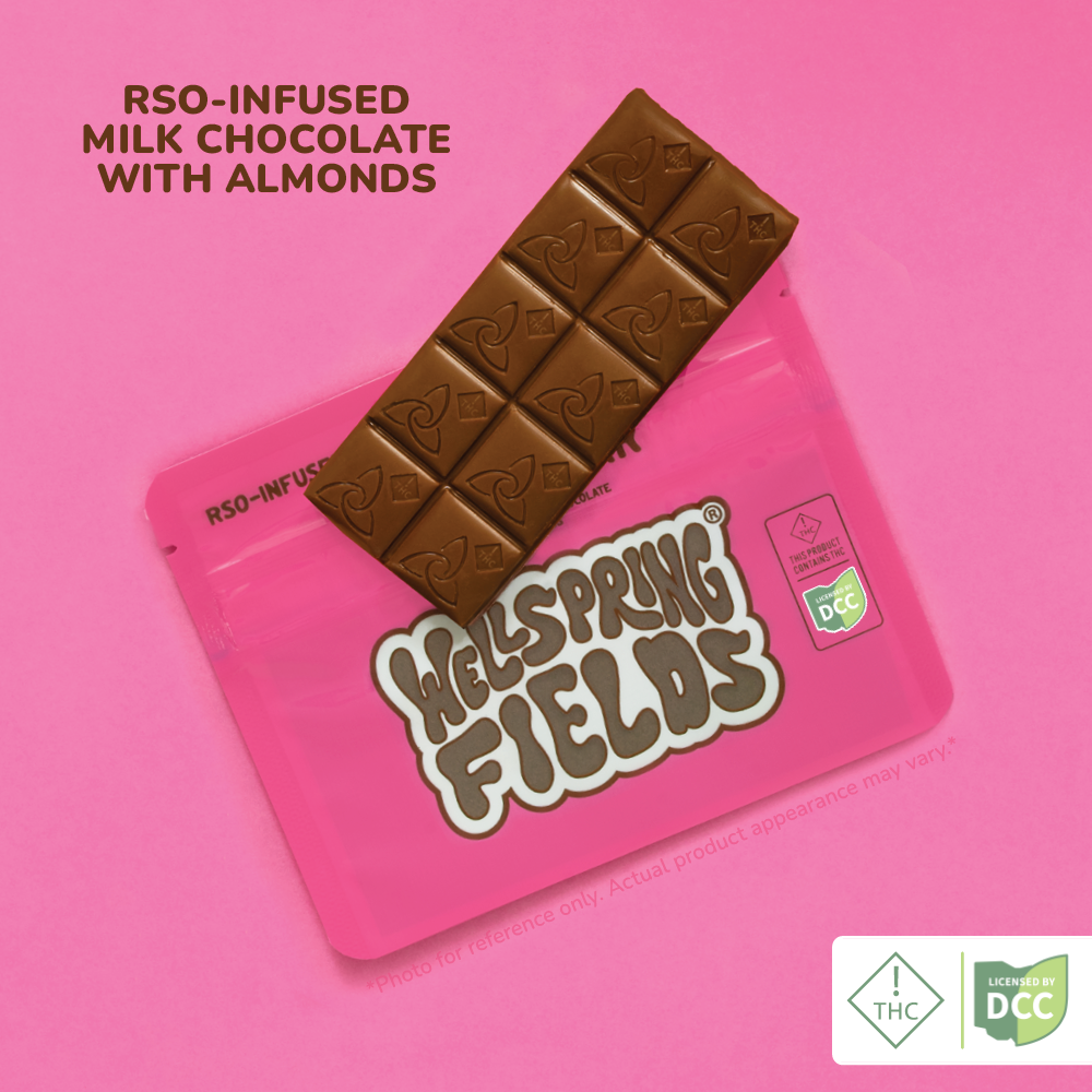 Wellspring Fields - Milk Chocolate Almond Bar - 100mg - 10pk