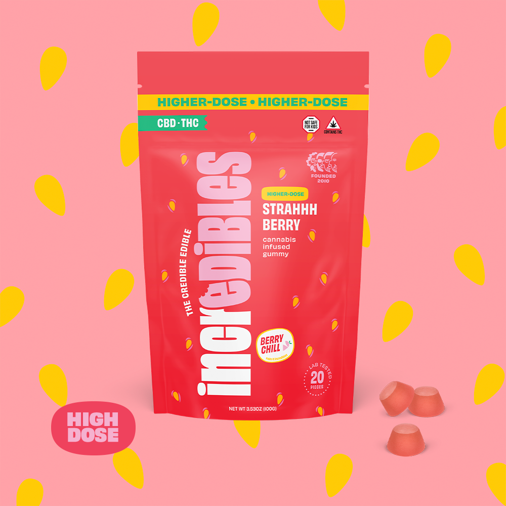 1:1 Strahhhberry + CBD High Dose [20pk] (1000mg CBD/1000mg THC)