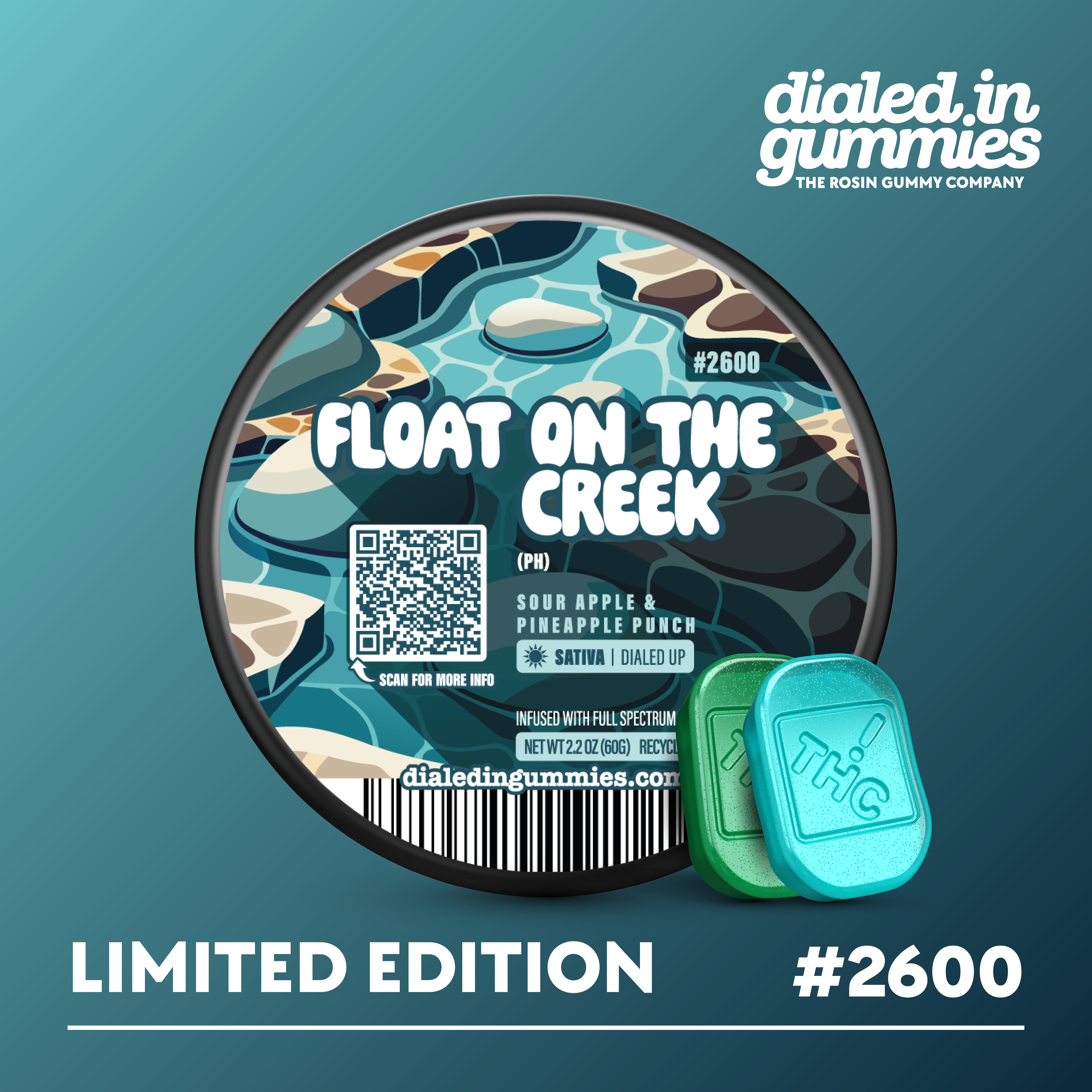 100mg - Float on the Creek #2600 - Rosin Gummies (10pk)