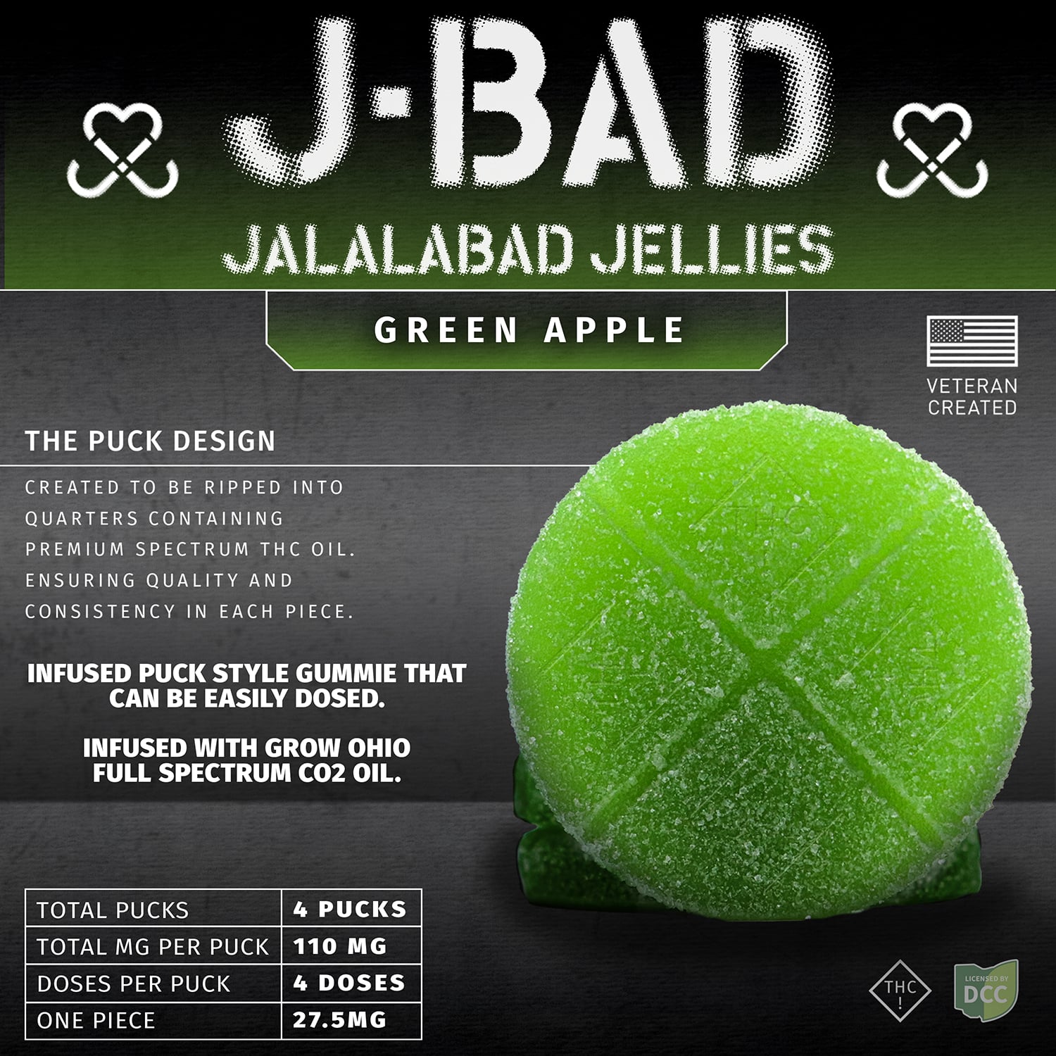 JBAD - GREEN APPLE SOUR - GUMMIES - [440MG] - 16PK