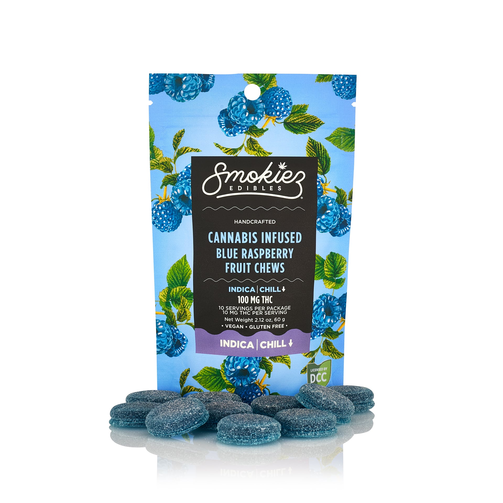 SWEET BLUE RASPBERRY - GUMMIES - [100MG] -  INDICA - 10PK