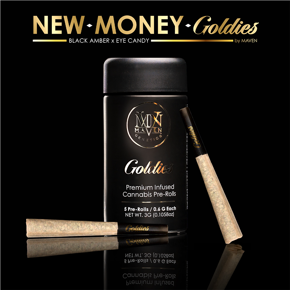 New Money Goldies Infused Pre-Rolls 5-Pack (3g) New Money Goldies Infused Pre-Rolls 5-Pack (3g)