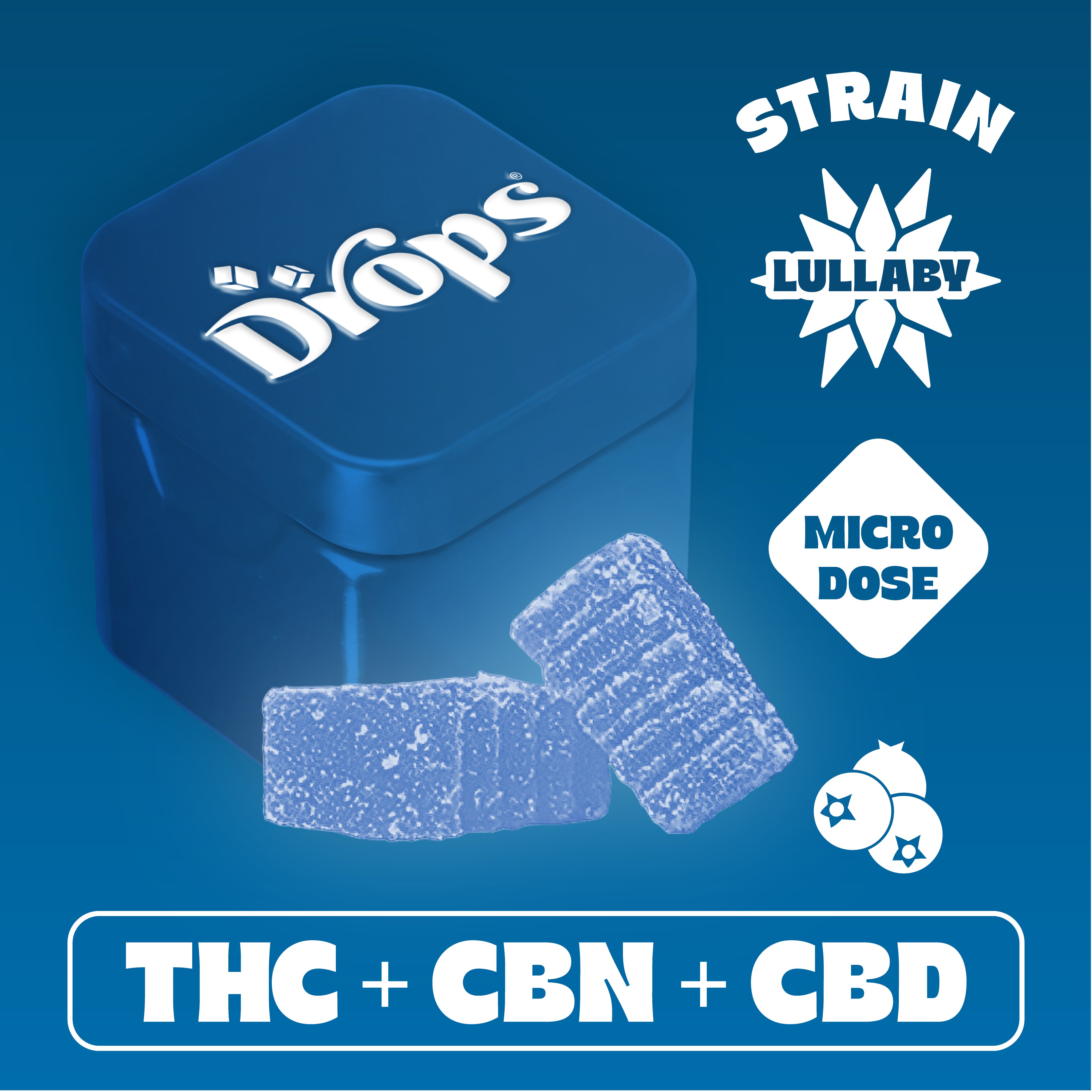 Blueberry - 2pc - Lullaby - Microdose (20mg THC + 50mg CBN + 200mg CBD)