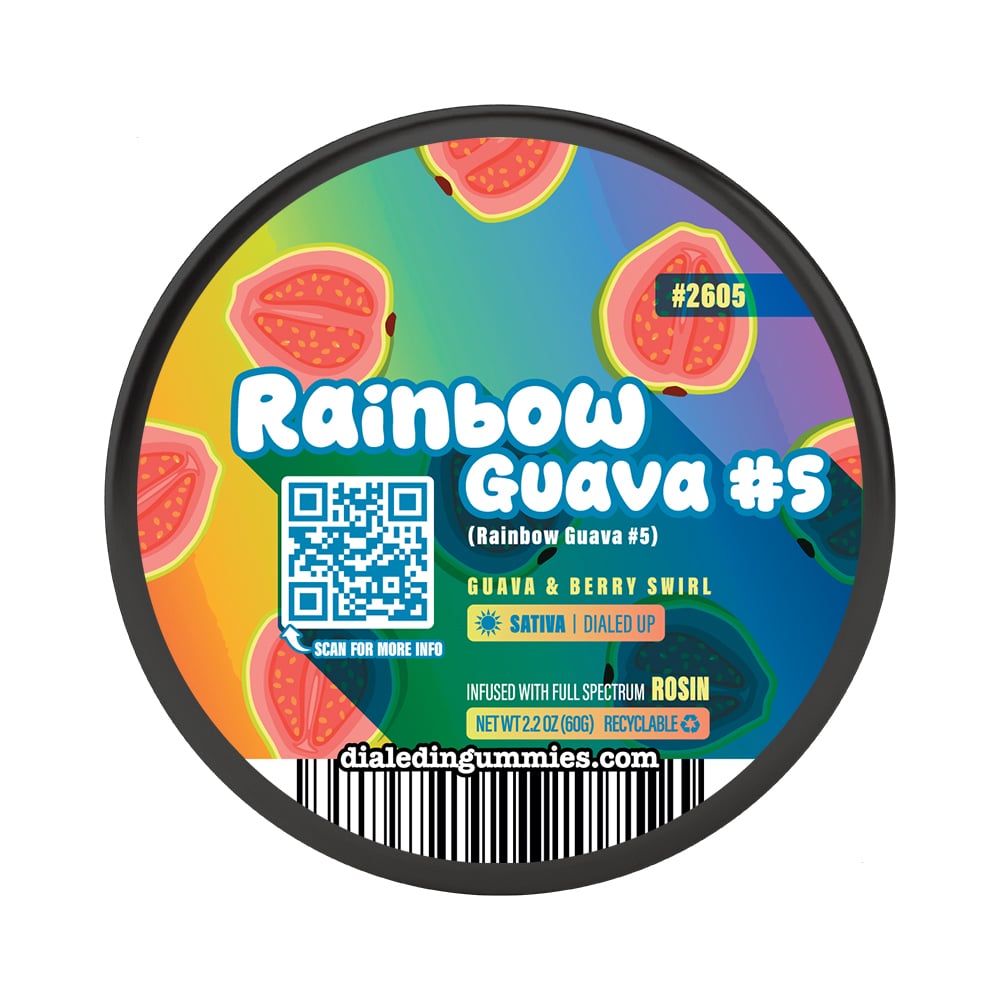 100mg - Rainbow Guava #5 #2605 - Rosin Gummies (10pk)