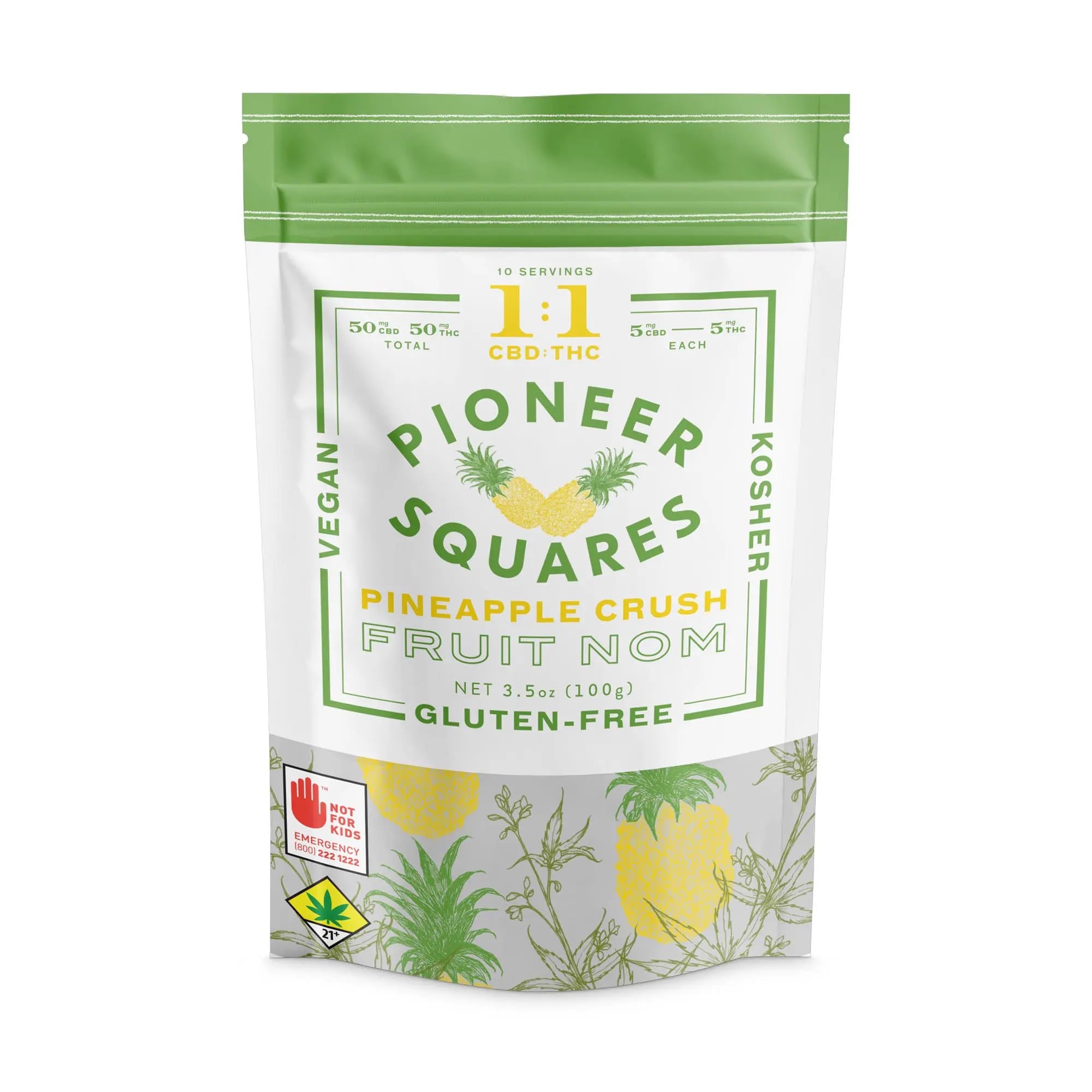 1:1 Gummies Pineapple Crush [10pk] (50mg CBD/50mg THC)