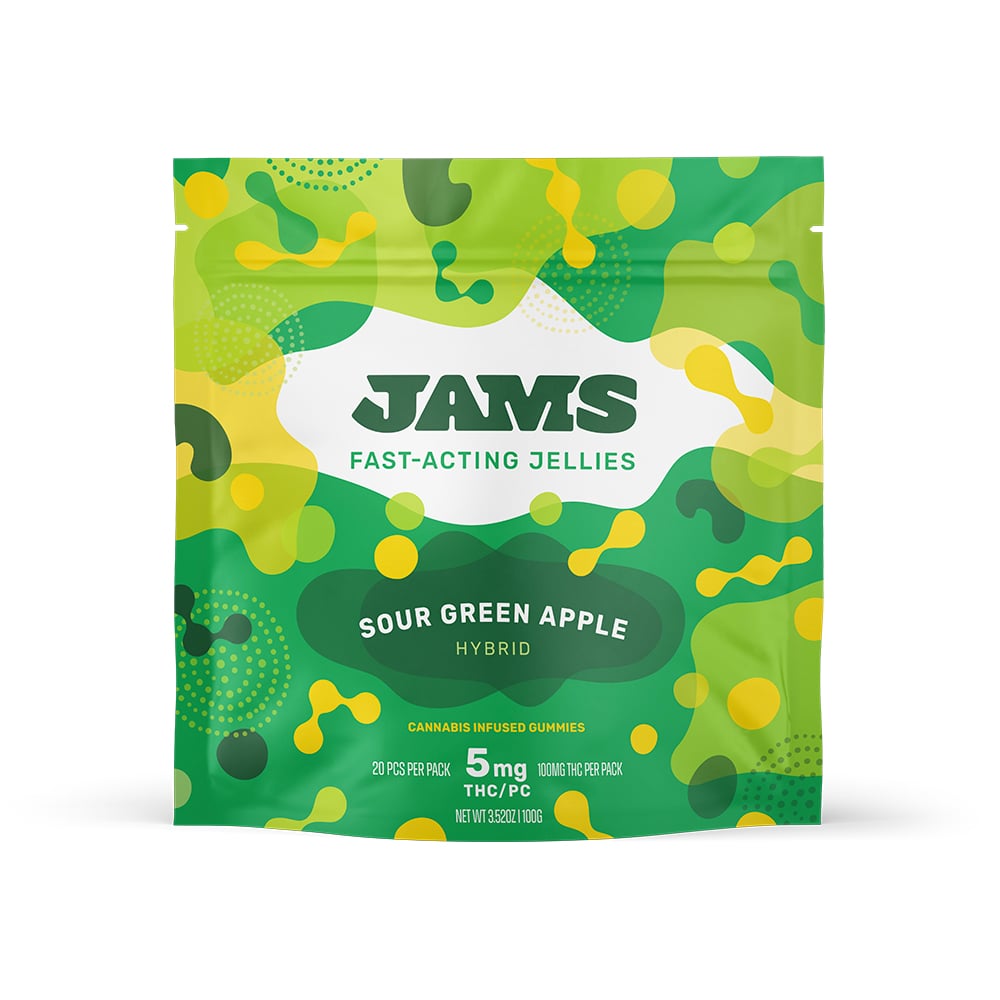 JAMS - Sour Green Apple (H) Fast Acting Jellies (4.55mg 20pk) C0030001077 JAMS - Sour Green Apple (H) Fast Acting Jellies (4.55mg 20pk) C0030001077