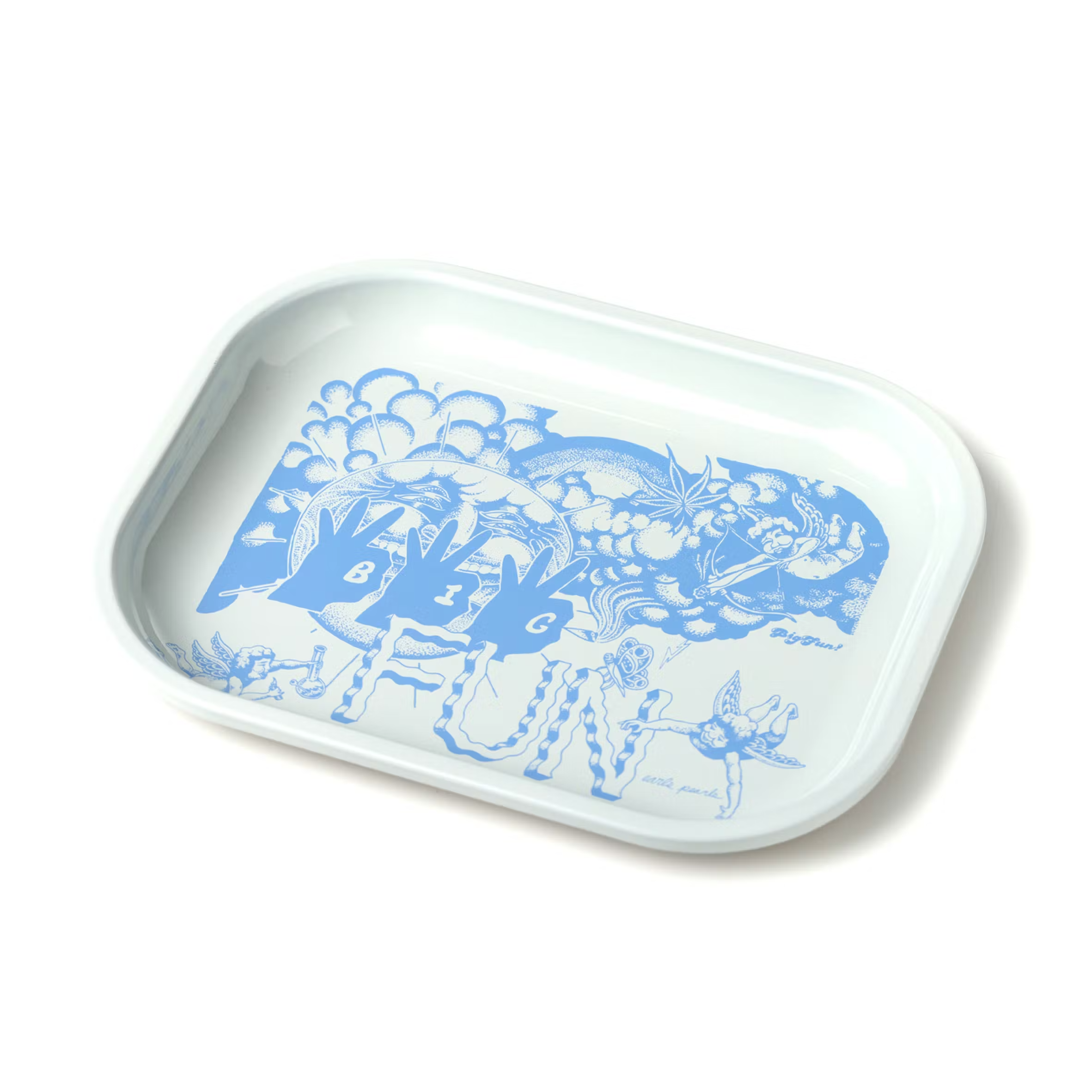 Earls Pearls Rolling Tray - White Blue