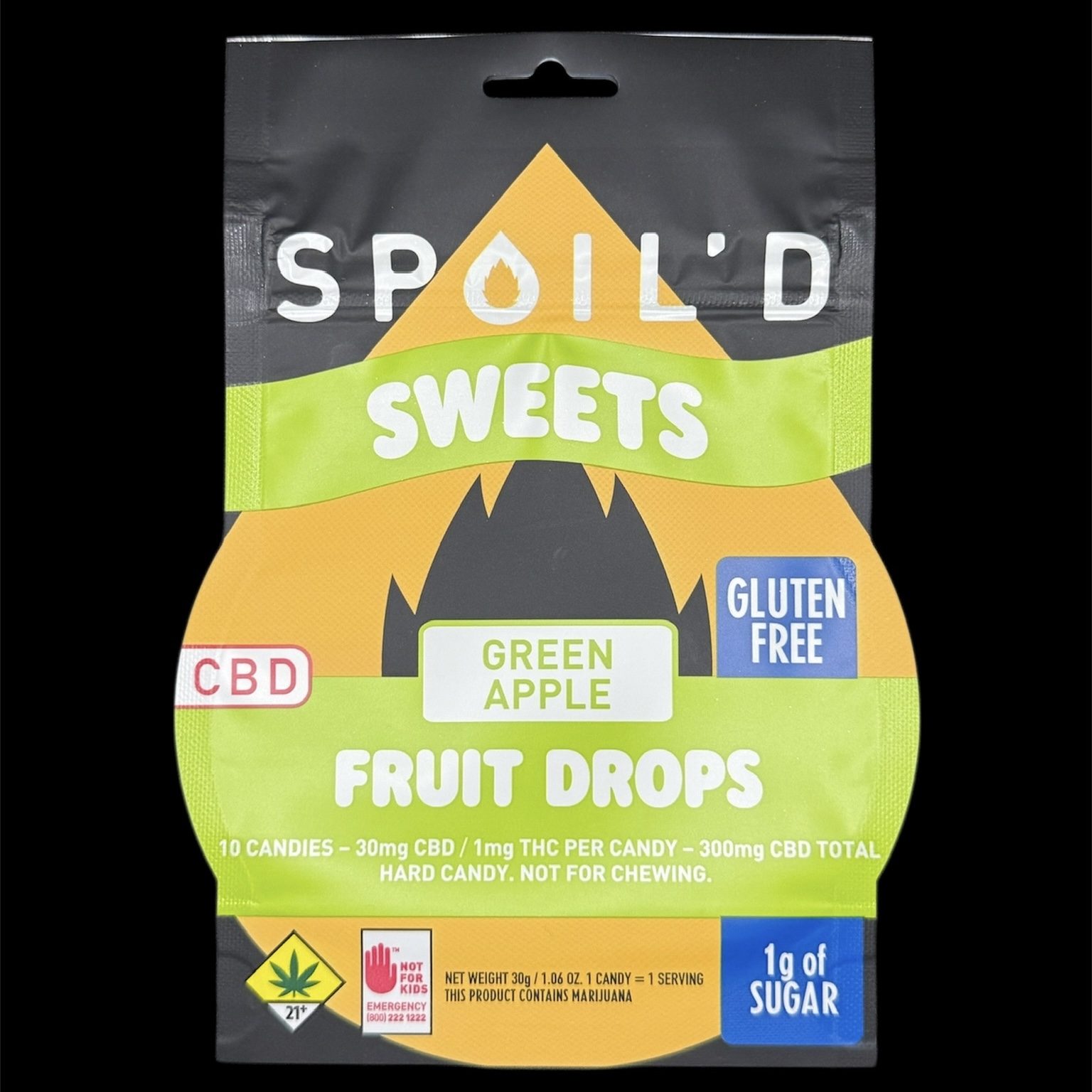 CBD Green Apple Fruit Drops 30:1 [10pk] (300mg CBD / 10mg THC)