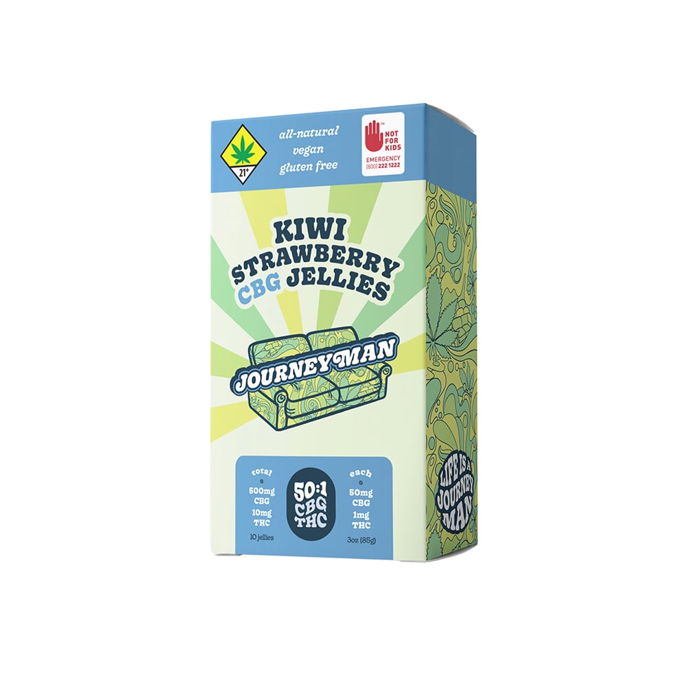 Shop 50:1 Kiwi Strawberry CBG Jellies [10pk] (500mg CBG/10mg THC
