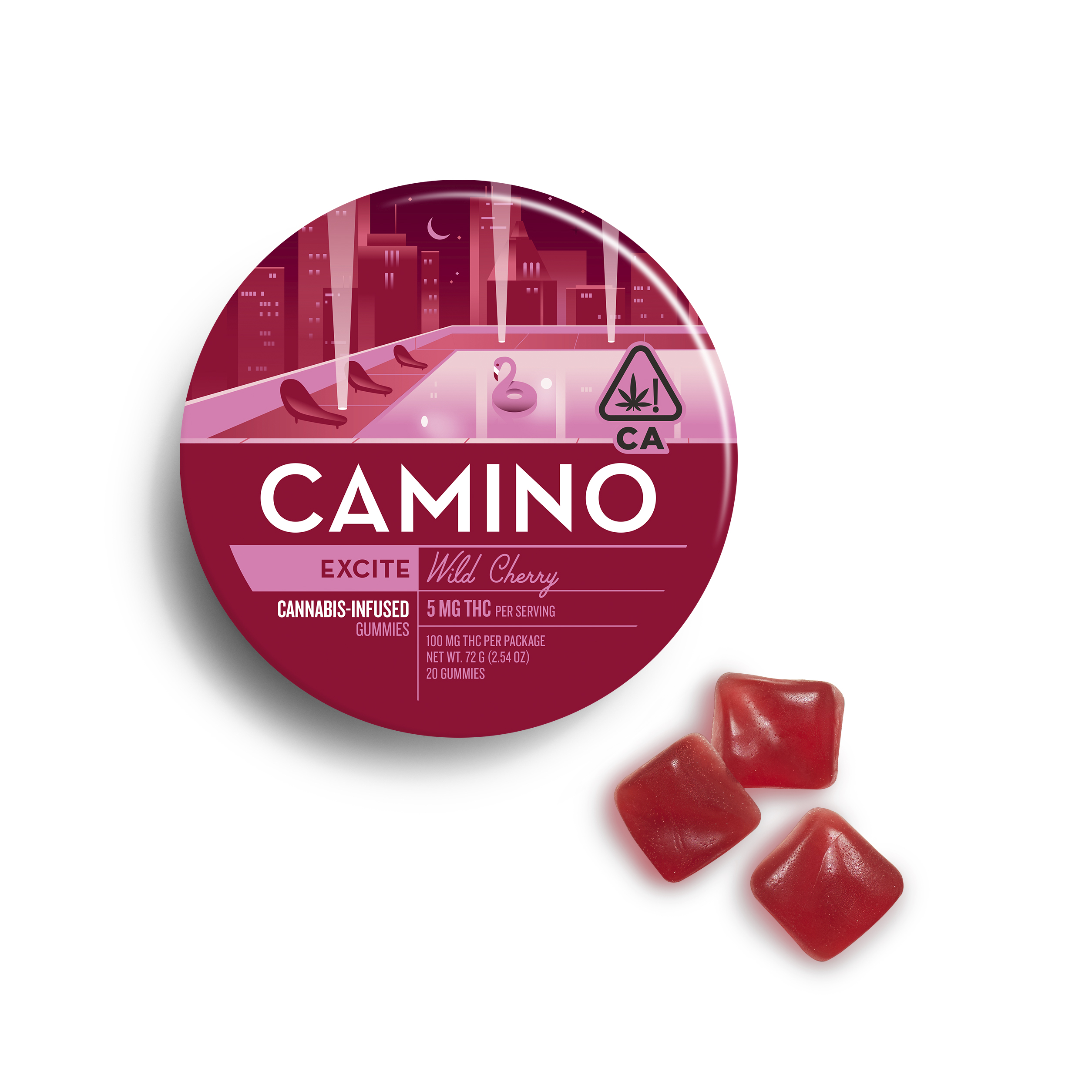 5mg Camino 'Excite' Wild Cherry Gummies 100mg THC total