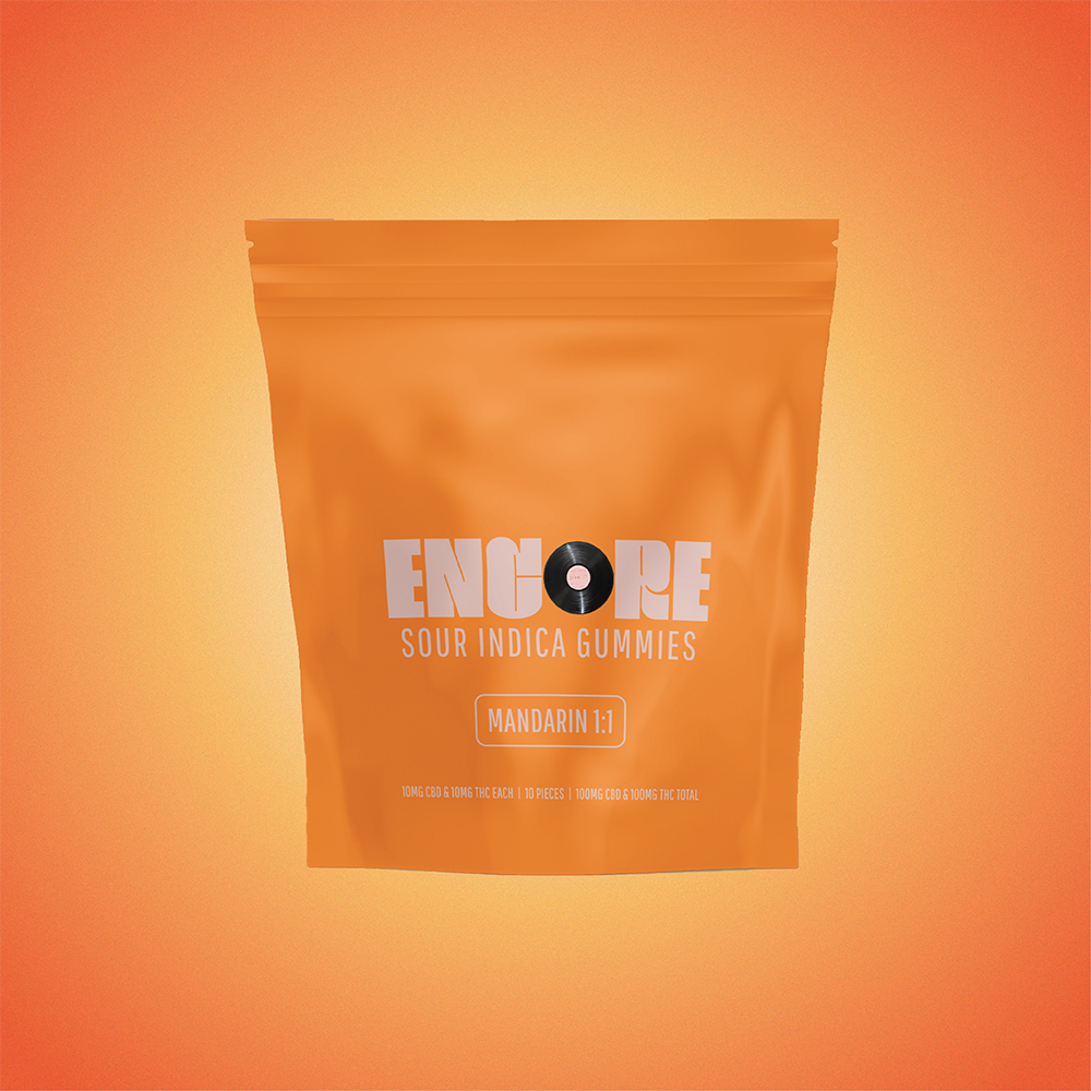 1:1 Sour Mandarin CBD:THC Gummy 100mg CBD/100mg THC 10-pack