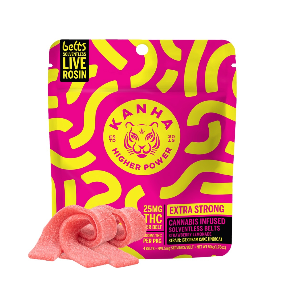 KANHA | Solventless Live Rosin Belts | Strawberry Lemonade | 100mg THC | 4-pack