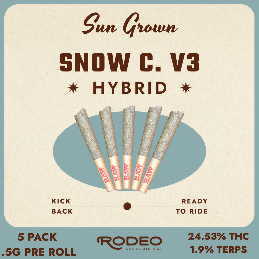 Rodeo Sun Grown Snow C. V3 (H) 0.5g 5 Pack Prerolls (C0070000381)
