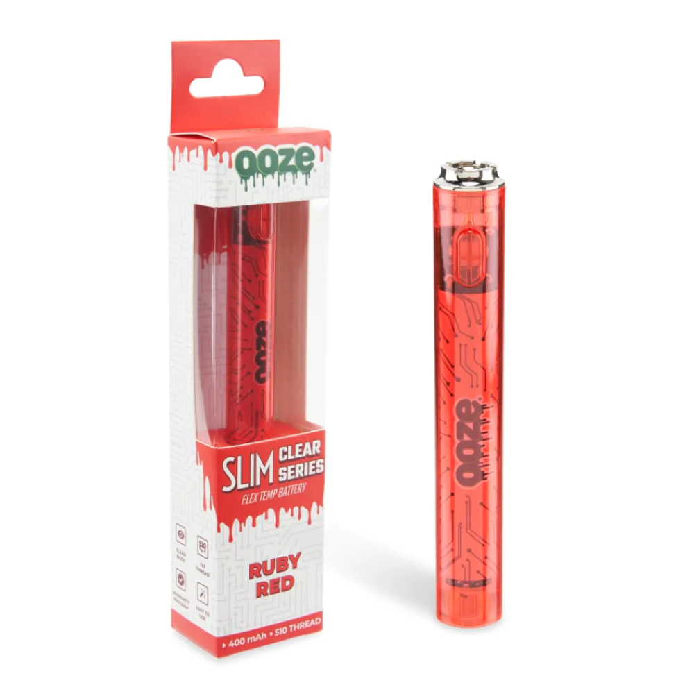 Slim Clear Series Ruby Red Ooze Pen Battery Jane
