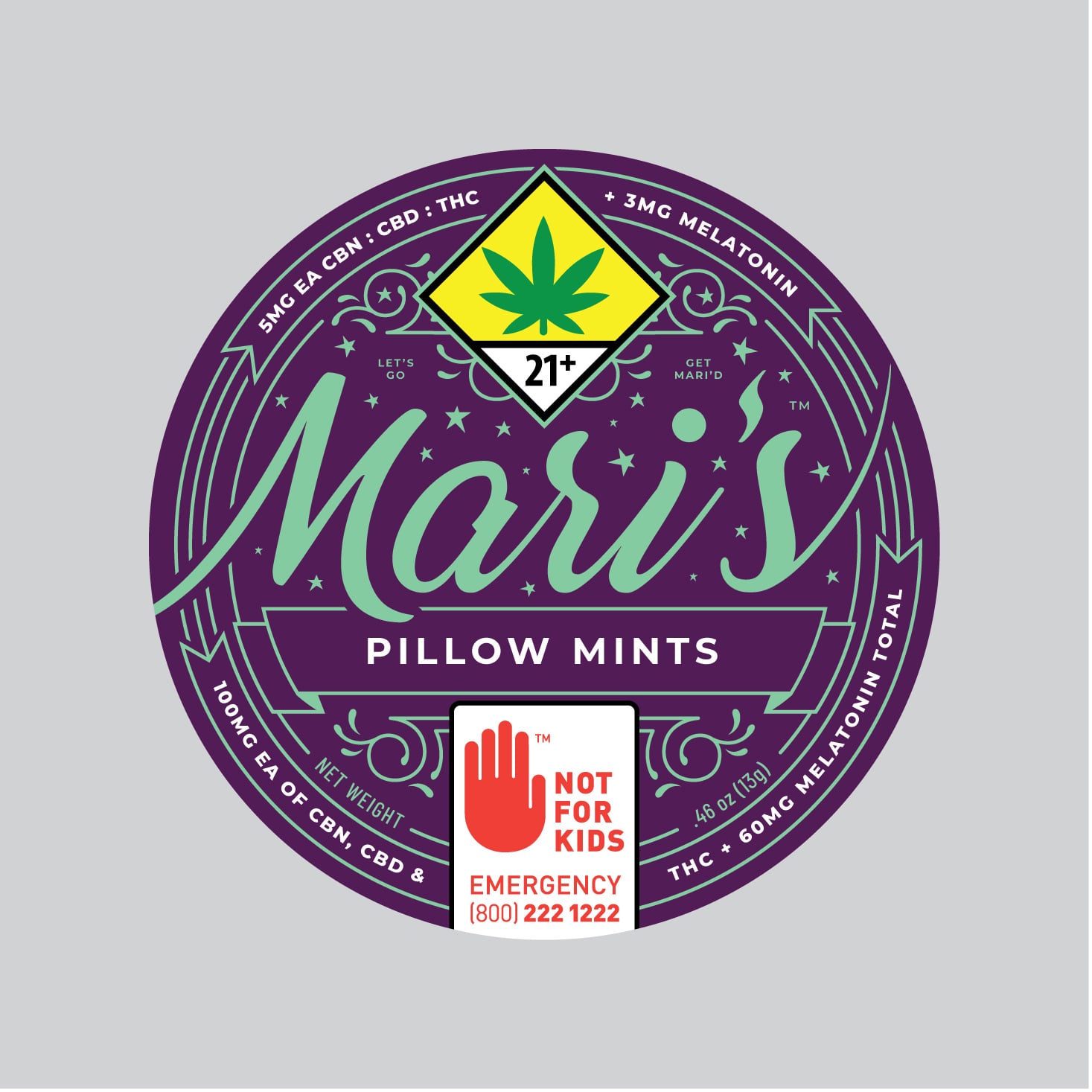 1:1:1 Peppermint Pillow Hard Candies + Melatonin [20pk] (100mg CBD/100mg CBN/100mg THC)