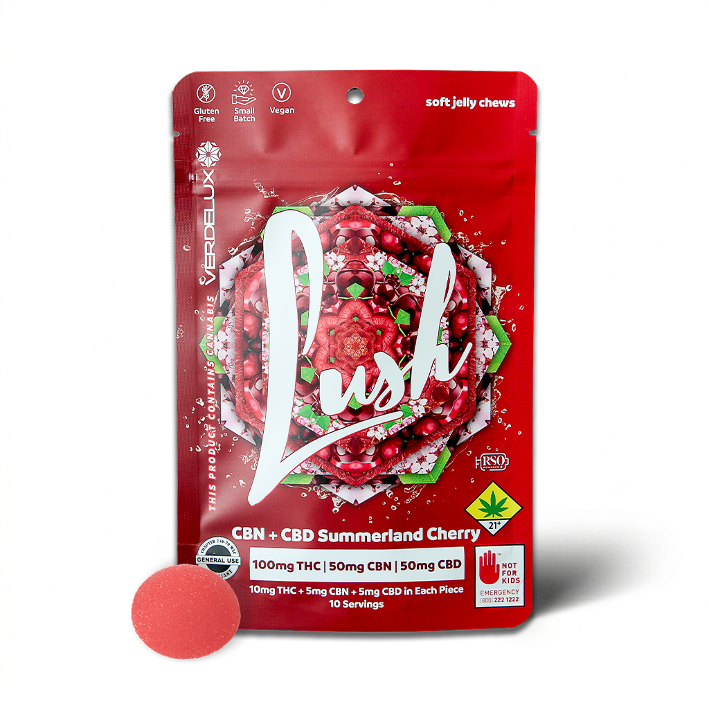 Gummies Lush Summerland Cherry 2:1:1 (DOHC) Edibles- 10pk 100mg THC | 50mg CBN | 50mg CBD